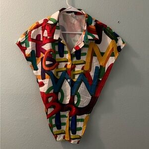 Colorful Graphic Button-Up Shirt